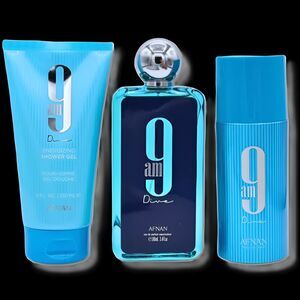 Afnan 9am Dive 3Pc Set for Unisex (3.4 EDP+5.0 Shower Gel+5.0 Deodorant Spr)-New